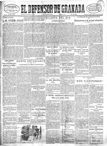 'El Defensor de Granada  : diario político independiente' - Año LI Número 26813 Ed. Mañana - 1930 Marzo 16