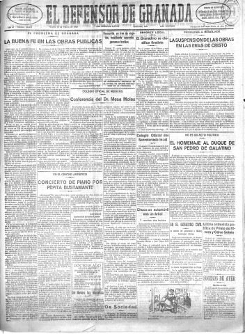 'El Defensor de Granada  : diario político independiente' - Año LI Número 26815 Ed. Mañana - 1930 Marzo 18