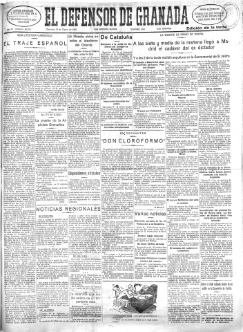'El Defensor de Granada  : diario político independiente' - Año LI Número 26818 Ed. Tarde - 1930 Marzo 19