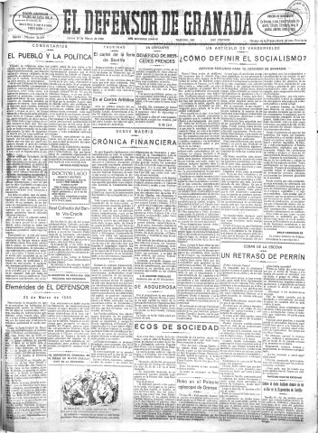 'El Defensor de Granada  : diario político independiente' - Año LI Número 26819 Ed. Mañana - 1930 Marzo 20