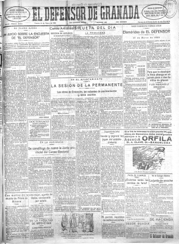 'El Defensor de Granada  : diario político independiente' - Año LI Número 26821 Ed. Mañana - 1930 Marzo 21