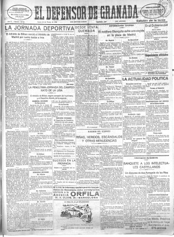 'El Defensor de Granada  : diario político independiente' - Año LI Número 26826 Ed. Tarde - 1930 Marzo 24