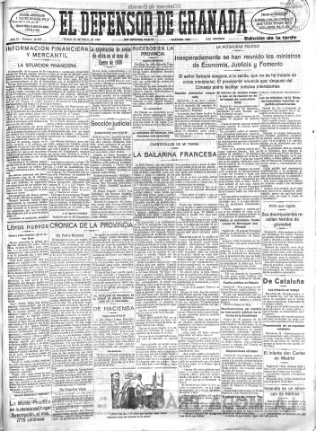 'El Defensor de Granada  : diario político independiente' - Año LI Número 26828 Ed. Tarde - 1930 Marzo 25