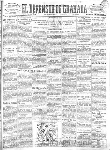'El Defensor de Granada  : diario político independiente' - Año LI Número 26832 Ed. Tarde - 1930 Marzo 27