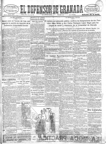 'El Defensor de Granada  : diario político independiente' - Año LI Número 26834 Ed. Tarde - 1930 Marzo 28