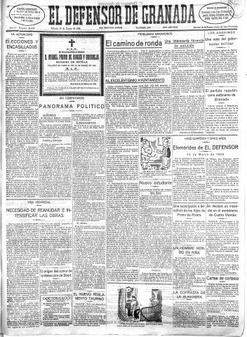 'El Defensor de Granada  : diario político independiente' - Año LI Número 26835 Ed. Mañana - 1930 Marzo 29