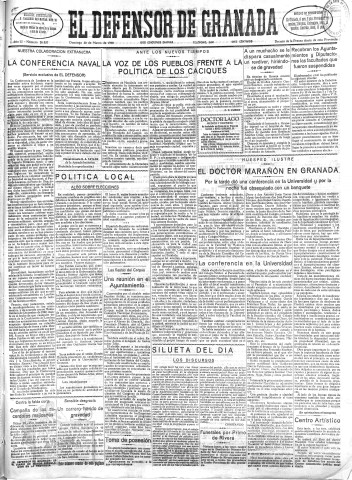 'El Defensor de Granada  : diario político independiente' - Año LI Número 26837 Ed. Mañana - 1930 Marzo 30