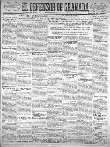 'El Defensor de Granada  : diario político independiente' - Año LI Número 26842 Ed. Tarde - 1930 Abril 02