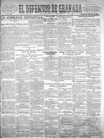 'El Defensor de Granada  : diario político independiente' - Año LI Número 26849 Ed. Tarde - 1930 Abril 07