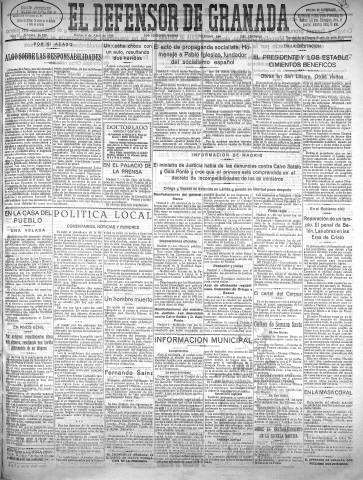 'El Defensor de Granada  : diario político independiente' - Año LI Número 26850 Ed. Mañana - 1930 Abril 08