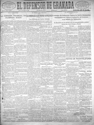 'El Defensor de Granada  : diario político independiente' - Año LI Número 26855 Ed. Tarde - 1930 Abril 10