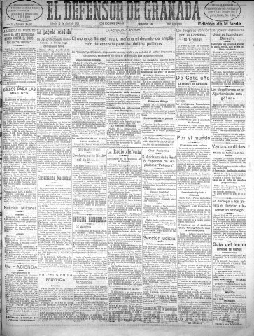 'El Defensor de Granada  : diario político independiente' - Año LI Número 26859 Ed. Tarde - 1930 Abril 12