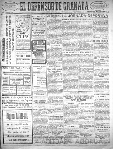 'El Defensor de Granada  : diario político independiente' - Año LI Número 26861 Ed. Tarde - 1930 Abril 14