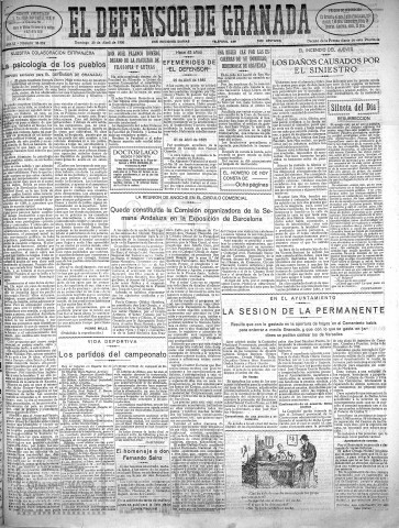 'El Defensor de Granada  : diario político independiente' - Año LI Número 26869 Ed. Mañana - 1930 Abril 20