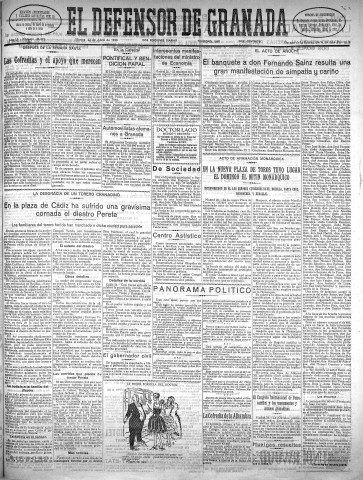 'El Defensor de Granada  : diario político independiente' - Año LI Número 26871 Ed. Mañana - 1930 Abril 22