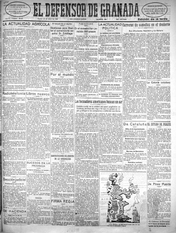'El Defensor de Granada  : diario político independiente' - Año LI Número 26872 Ed. Tarde - 1930 Abril 22