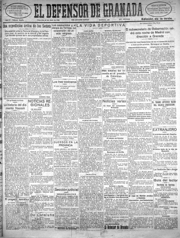 'El Defensor de Granada  : diario político independiente' - Año LI Número 26874 Ed. Tarde - 1930 Abril 23