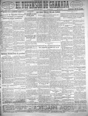 'El Defensor de Granada  : diario político independiente' - Año LI Número 26876 Ed. Tarde - 1930 Abril 24