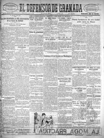'El Defensor de Granada  : diario político independiente' - Año LI Número 26880 Ed. Tarde - 1930 Abril 26