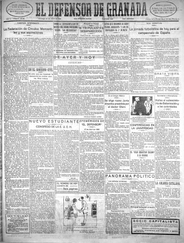 'El Defensor de Granada  : diario político independiente' - Año LI Número 26881 Ed. Mañana - 1930 Abril 27