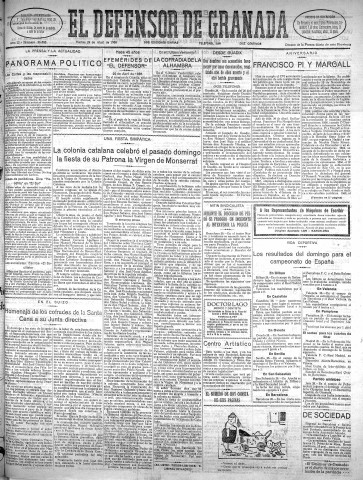'El Defensor de Granada  : diario político independiente' - Año LI Número 26883 Ed. Mañana - 1930 Abril 29