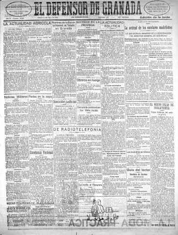 'El Defensor de Granada  : diario político independiente' - Año LI Número 26889 Ed. Tarde - 1930 Mayo 03