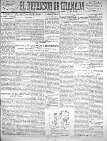 'El Defensor de Granada  : diario político independiente' - Año LI Número 26893 Ed. Mañana - 1930 Mayo 07