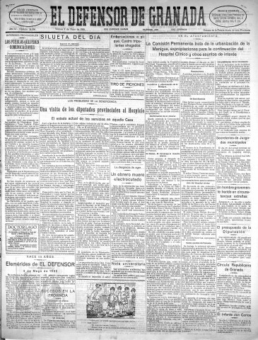 'El Defensor de Granada  : diario político independiente' - Año LI Número 26896 Ed. Mañana - 1930 Mayo 09