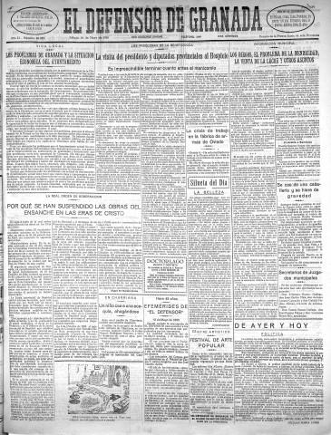 'El Defensor de Granada  : diario político independiente' - Año LI Número 26899 Ed. Mañana - 1930 Mayo 10