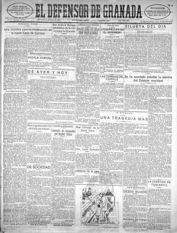 'El Defensor de Granada  : diario político independiente' - Año LI Número 26905 Ed. Mañana - 1930 Mayo 14