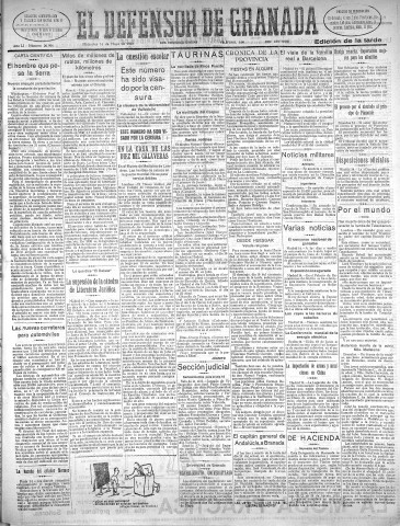 'El Defensor de Granada  : diario político independiente' - Año LI Número 26906 Ed. Tarde - 1930 Mayo 14