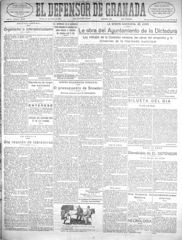 'El Defensor de Granada  : diario político independiente' - Año LI Número 26909 Ed. Mañana - 1930 Mayo 16