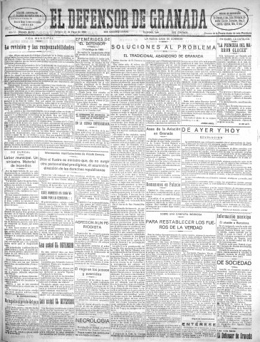 'El Defensor de Granada  : diario político independiente' - Año LI Número 26911 Ed. Mañana - 1930 Mayo 17
