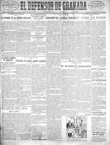 'El Defensor de Granada  : diario político independiente' - Año LI Número 26916 Ed. Mañana - 1930 Mayo 22