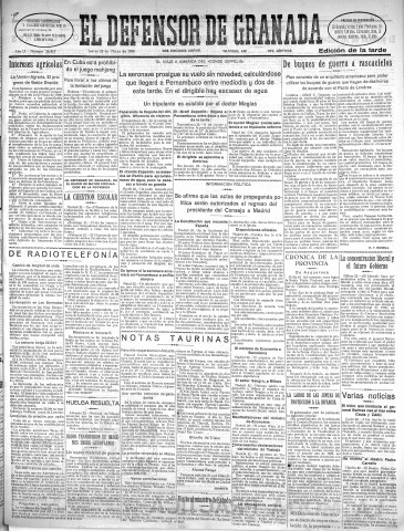 'El Defensor de Granada  : diario político independiente' - Año LI Número 26916 Ed. Tarde - 1930 Mayo 22