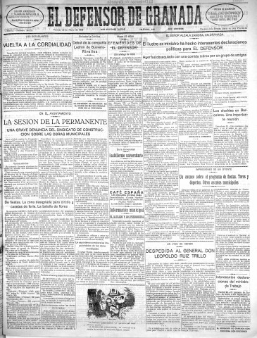 'El Defensor de Granada  : diario político independiente' - Año LI Número 26917 Ed. Mañana - 1930 Mayo 23