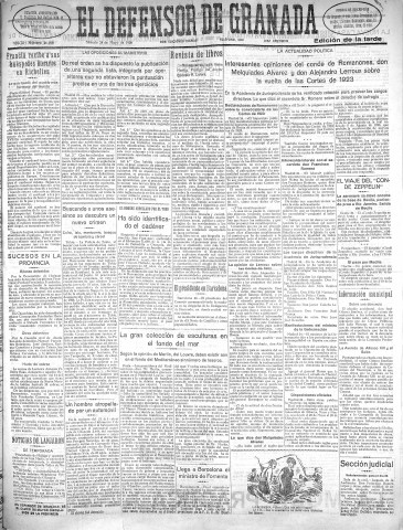 'El Defensor de Granada  : diario político independiente' - Año LI Número 26918 Ed. Tarde - 1930 Mayo 24