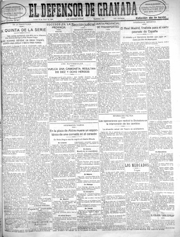 'El Defensor de Granada  : diario político independiente' - Año LI Número 26920 Ed. Tarde - 1930 Mayo 26