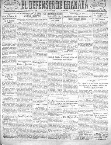 'El Defensor de Granada  : diario político independiente' - Año LI Número 26924 Ed. Tarde - 1930 Mayo 28