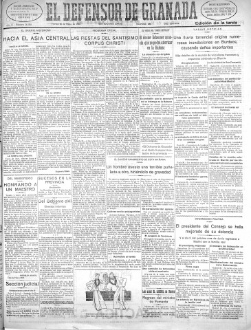 'El Defensor de Granada  : diario político independiente' - Año LI Número 26928 Ed. Tarde - 1930 Mayo 30