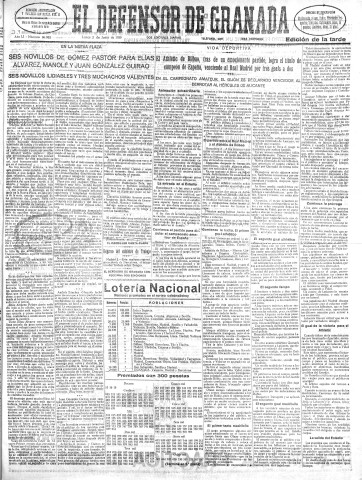 'El Defensor de Granada  : diario político independiente' - Año LI Número 26932 Ed. Tarde - 1930 Junio 02