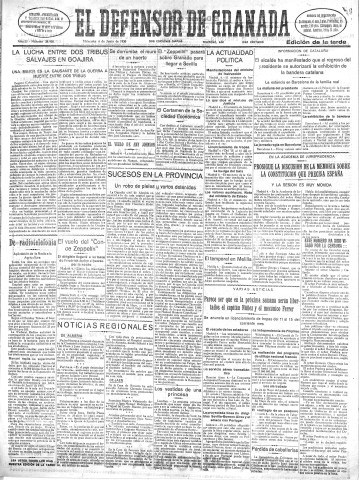 'El Defensor de Granada  : diario político independiente' - Año LI Número 26936 Ed. Tarde - 1930 Junio 04