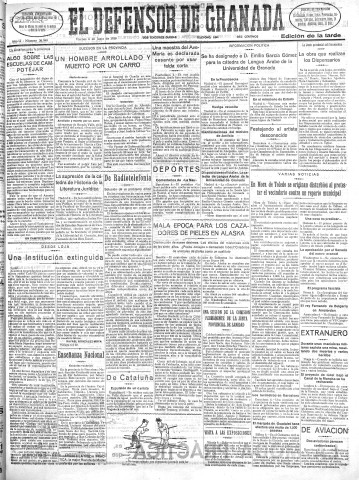 'El Defensor de Granada  : diario político independiente' - Año LI Número 26939 Ed. Tarde - 1930 Junio 06