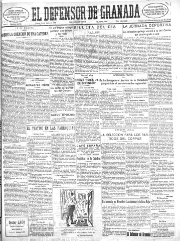 'El Defensor de Granada  : diario político independiente' - Año LI Número 26945 Ed. Mañana - 1930 Junio 10