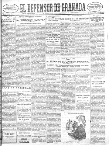'El Defensor de Granada  : diario político independiente' - Año LI Número 26947 Ed. Mañana - 1930 Junio 11