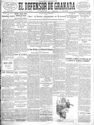 'El Defensor de Granada  : diario político independiente' - Año LI Número 26959 Ed. Mañana - 1930 Junio 18