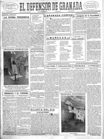 'El Defensor de Granada  : diario político independiente' - Año LI Número 26960 Ed. Mañana - 1930 Junio 19