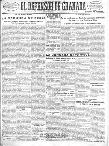 'El Defensor de Granada  : diario político independiente' - Año LI Número 26965 Ed. Tarde - 1930 Junio 23