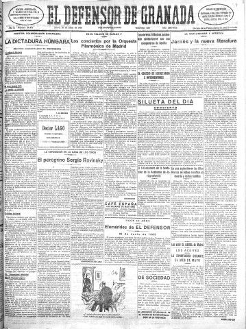'El Defensor de Granada  : diario político independiente' - Año LI Número 26970 Ed. Mañana - 1930 Junio 26