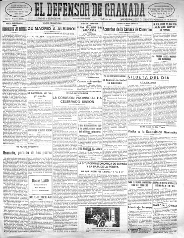 'El Defensor de Granada  : diario político independiente' - Año LI Número 26981 Ed. Mañana - 1930 Julio 02